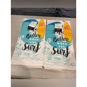 Mainstays Surf Kitchen Two Towels in White, Blue, Yellow